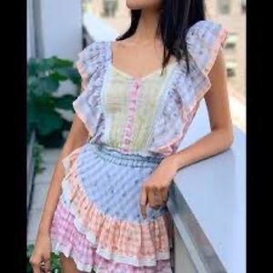 Loveshackfancy Leon Dress, size S, color: multi rosebud check